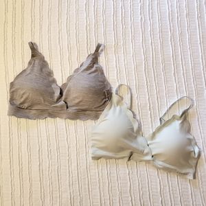 Danskin 36C Gray/Mint Laser Wire Free Scalloped Edge Bra